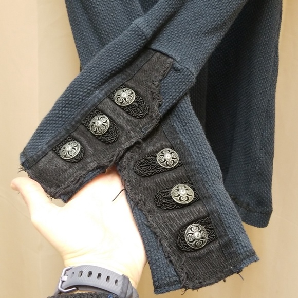 Free People Moto Cuff Thermal Navy With Black S - Picture 2 of 6